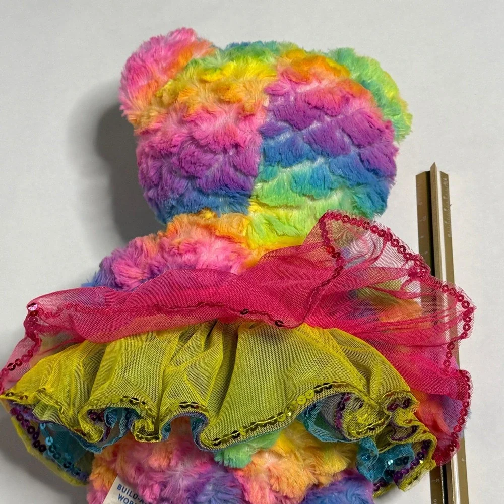 Build-A-Bear Workshop Rainbow Tie-Dye Plush Teddy Bear with Sequin Tutu 16